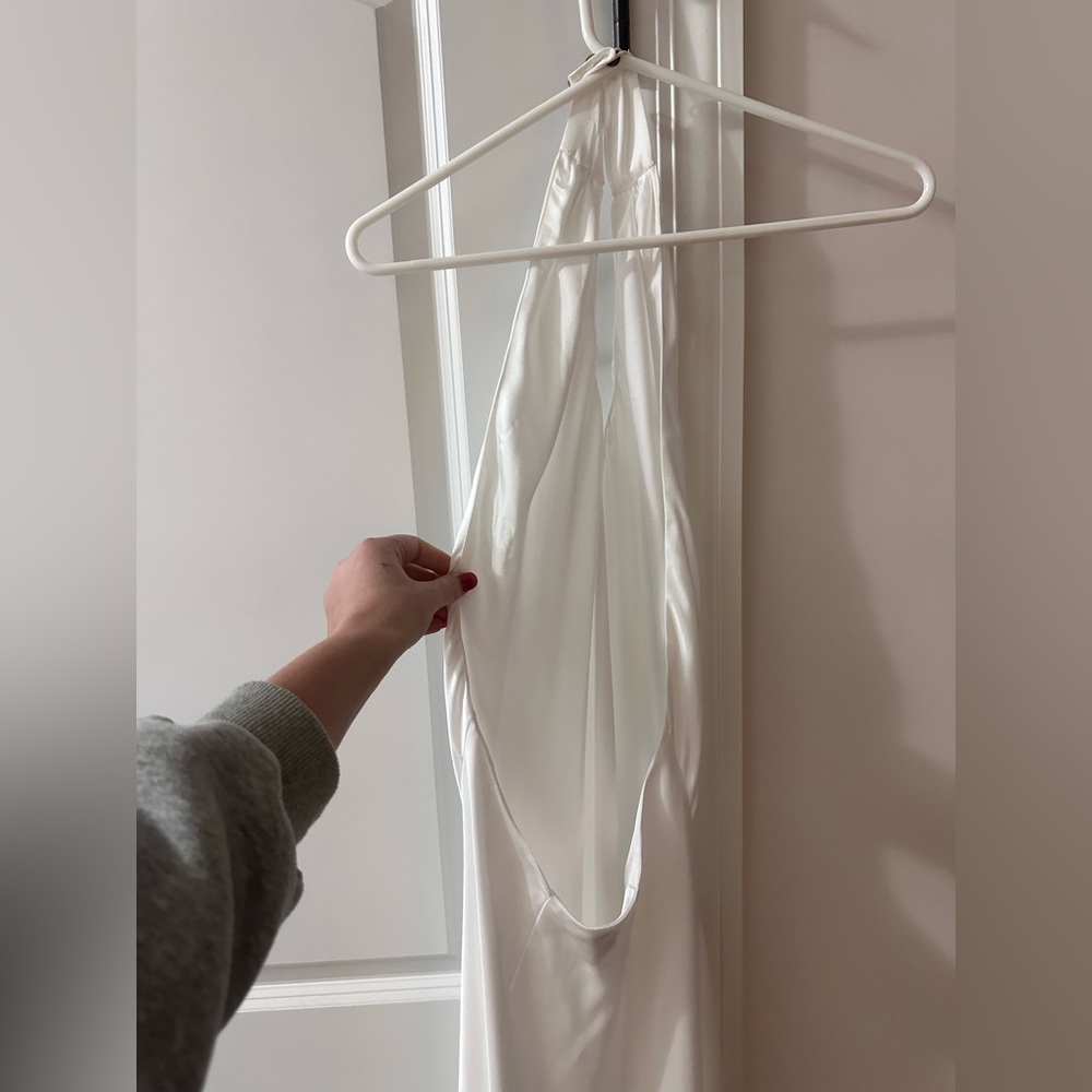 Show Me Your MuMu Ivory Satin Halter Slip Dress - Picture 4 of 6